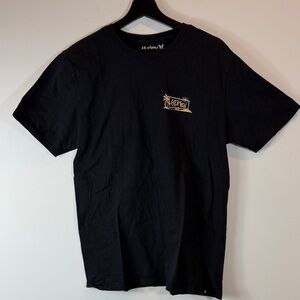 Hurley Black Tee with Small Tan Logo